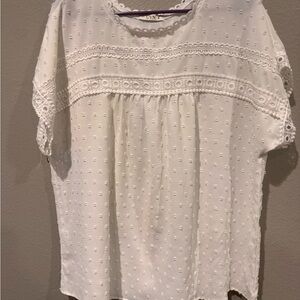 UVN White Swiss Dot Lace Blouse | Size X